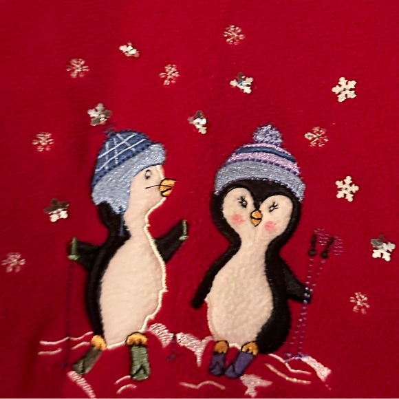 Vintage Alfred Dunner petite medium fleece red winter snow birds sweatshirt. - Picture 2 of 4